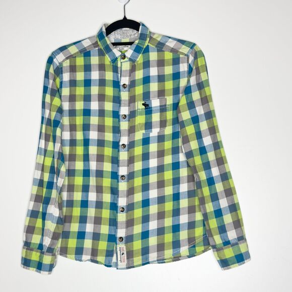 AF Abercrombie & Fitch Kids Plaid Flannel Button Down Shirt Boy's Size 11-12 - Picture 1 of 8